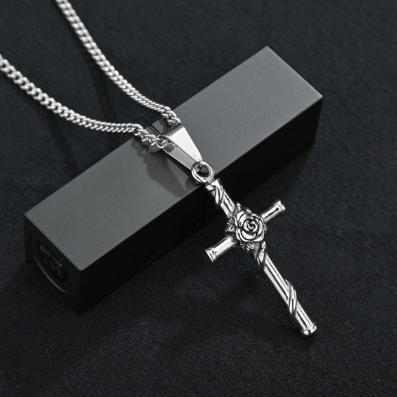 Rosary Cross Faith Necklace Gold Silver - Picture 6 of 11